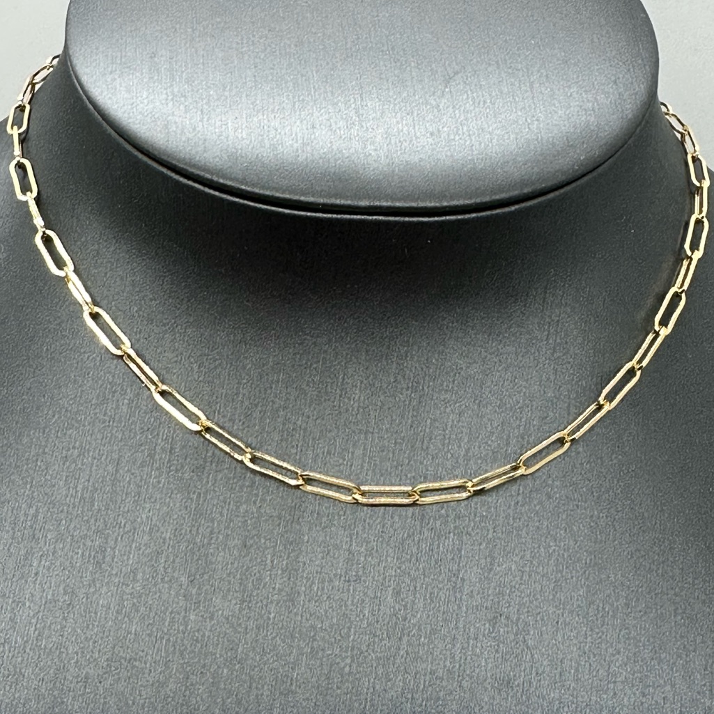 14kt Gold Paper Clip Chain Necklace 3.2mm